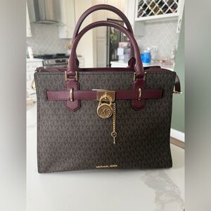 Michael Kors Hamilton Medium Satchel in Brown and Merlot.